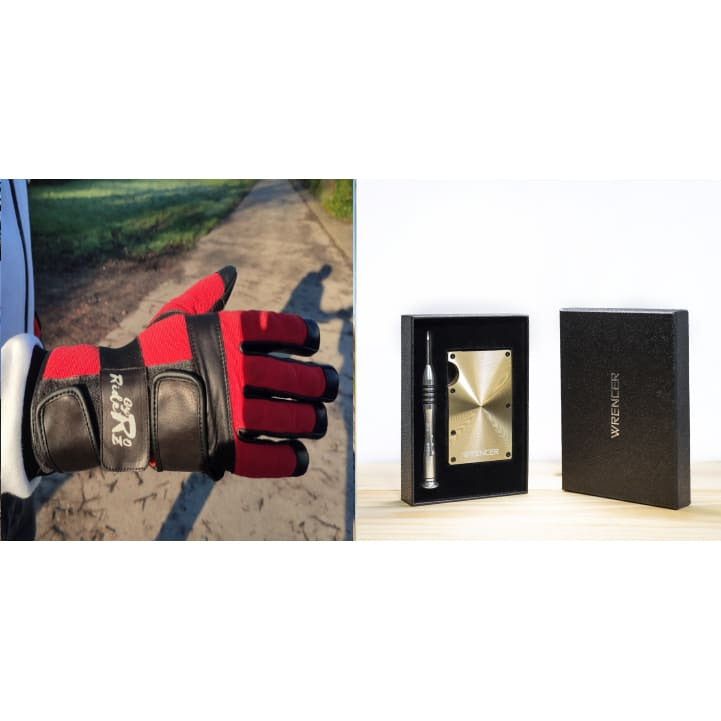 GYRORIDERZ GLOVES WITH INTEGRATED Wristguards 2.0 - S / Red and Black / Combo X Wrencer Gold - GyroRideRz
