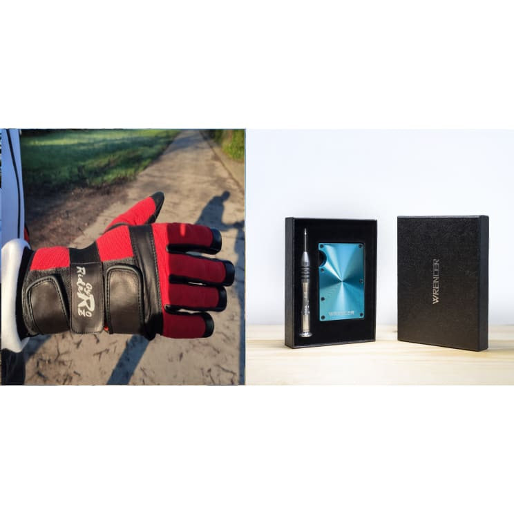 GYRORIDERZ GLOVES WITH INTEGRATED Wristguards 2.0 - S / Red and Black / Combo X Wrencer Blue - GyroRideRz